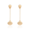 Bohemian long tassel earrings, fashionable small fresh all-match alloy shell pendant earrings